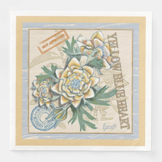 Serviette En Papier G Creation Office fleur jaune (Devant)