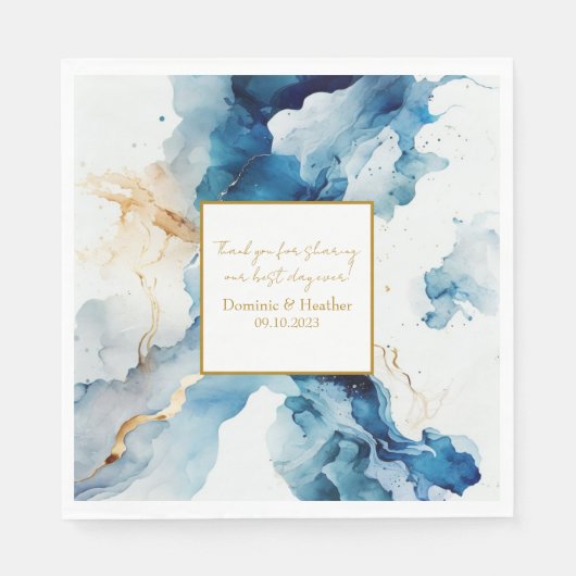 Serviette En Papier Gala des rêves de marbre AZURE | Parties scintilla (Devant)