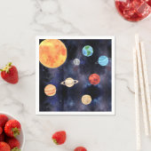 Serviette En Papier Galaxie Bleue Moderne Planètes et Stars Espace (En situation)