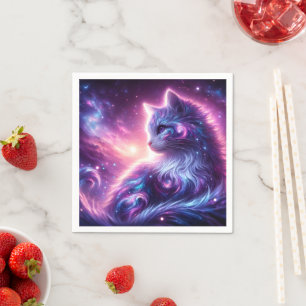 Serviette En Papier Galaxie Cosmique Féline Mystique Céleste