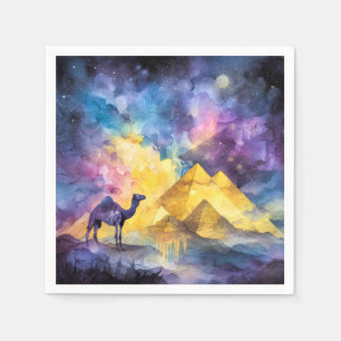 Serviette En Papier Galaxie de désert à l'aquarelle Chameau Pyramide V