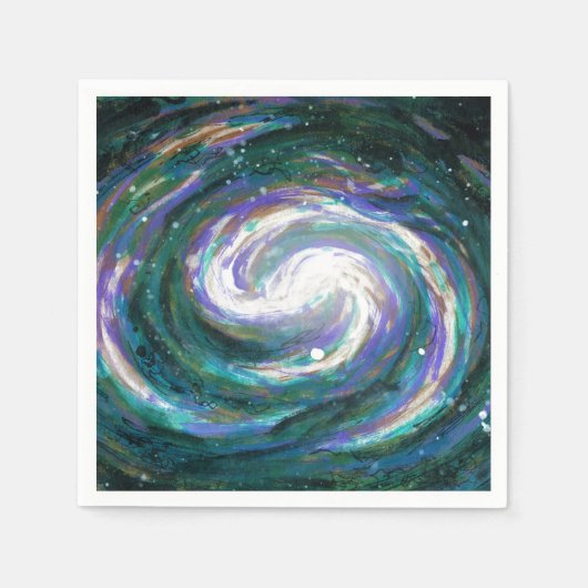 Serviette En Papier Galaxie d'émeraude et de violet (Devant)