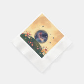 Serviette En Papier Galaxie impressionniste avec jardin fleuri (Coin)