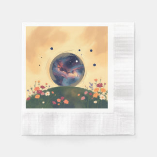 Serviette En Papier Galaxie impressionniste avec jardin fleuri