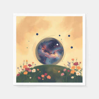 Serviette En Papier Galaxie impressionniste avec jardin fleuri
