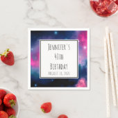 Serviette En Papier Galaxie rose et bleu & étoiles Abstrait Anniversai (En situation)