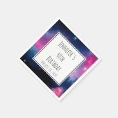 Serviette En Papier Galaxie rose et bleu & étoiles Abstrait Anniversai (Coin)