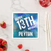 Serviette En Papier Galaxy Blue Personnalisé Anniversaire (En situation)