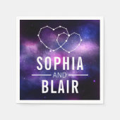 Serviette En Papier Galaxy Hearts Constellation Mariage Personnalisé (Devant)
