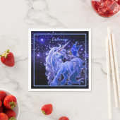 Serviette En Papier Galaxy Sparkle Blue Unicorn (En situation)