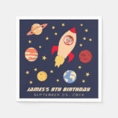 Serviette En Papier Galaxy Stars Birthday Boy Photo Space Rocket (Devant)