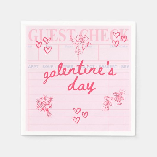 Serviette En Papier Galentine’s Day Valentine Girly Invitation (Devant)
