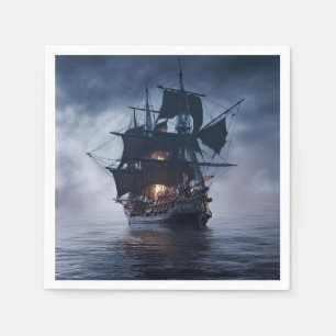 Serviette En Papier Galion de pirate par une nuit brumeuse