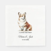 Serviette En Papier Gallois Corgi Mariage couleur complète (Devant)