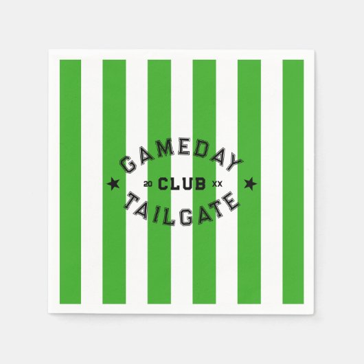 Serviette En Papier Gameday Tailgate Club Green Stripe Custom Party (Devant)