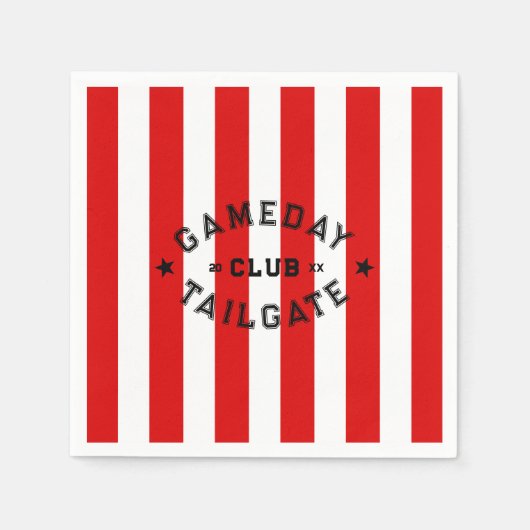 Serviette En Papier Gameday Tailgate Club Red Stripe Custom Party (Devant)
