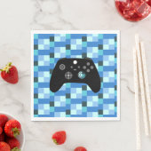 Serviette En Papier Gamer Boy Blue Pixels Anniversaire (En situation)