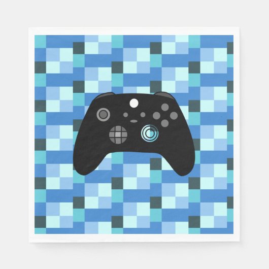 Serviette En Papier Gamer Boy Blue Pixels Anniversaire (Devant)