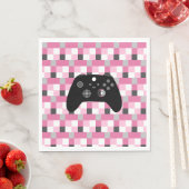 Serviette En Papier Gamer Girl Pixels roses et Noir Anniversaire (En situation)