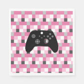 Serviette En Papier Gamer Girl Pixels roses et Noir Anniversaire (Devant)