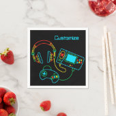 Serviette En Papier Gamer Retro Neon (En situation)