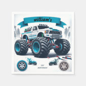 Serviette En Papier gamins garçons voitures cool monstre camion 1er an (Devant)