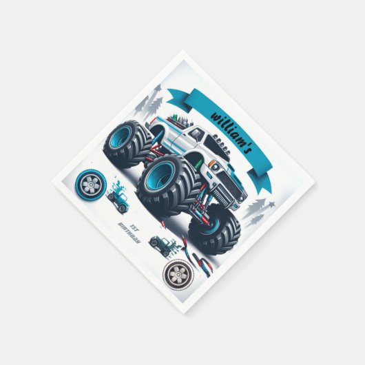 Serviette En Papier gamins garçons voitures cool monstre camion 1er an (Coin)