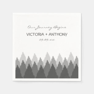 Serviette En Papier Gamme de forêts grises Mariage de bois