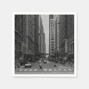 Serviette En Papier Gamme de gris de rue de Chicago Madison