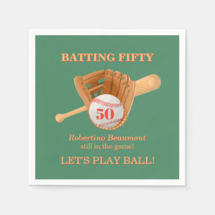 Serviette En Papier Gant de Baseball Frappe Cinquante Hommes 50e Anniv
