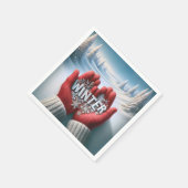 Serviette En Papier Gants rouges avec texte d'hiver (Coin)