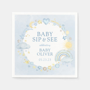 Serviette En Papier Garçon Aquarelle Arc-en-Ciel Sip And See