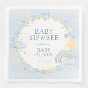 Serviette En Papier Garçon Aquarelle Rainbow Sip Et Voir