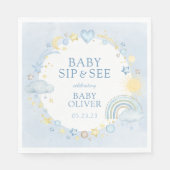 Serviette En Papier Garçon Aquarelle Rainbow Sip Et Voir (Devant)
