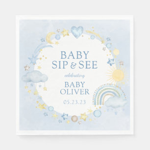 Serviette En Papier Garçon Aquarelle Rainbow Sip Et Voir