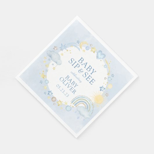Serviette En Papier Garçon Aquarelle Rainbow Sip Et Voir (Coin)