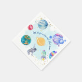 Serviette En Papier Garçon Astronaut Gold Blue Rocket Ship Planet (Coin)