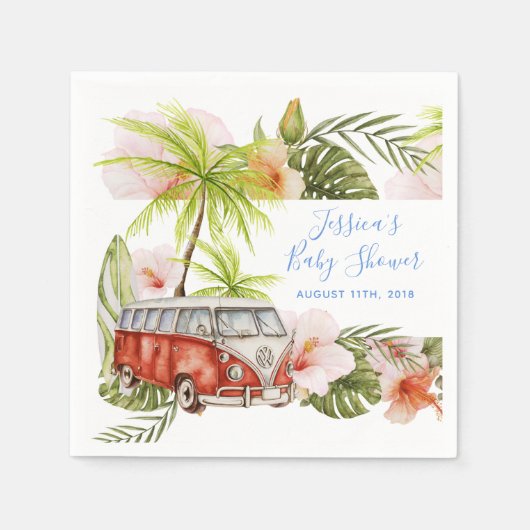 Serviette En Papier Garçon Baby Surfboard Tropical Beach Douche Napkin (Devant)