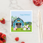 Serviette En Papier Garçon Barnyard Animaux de ferme Papier d'annivers (En situation)