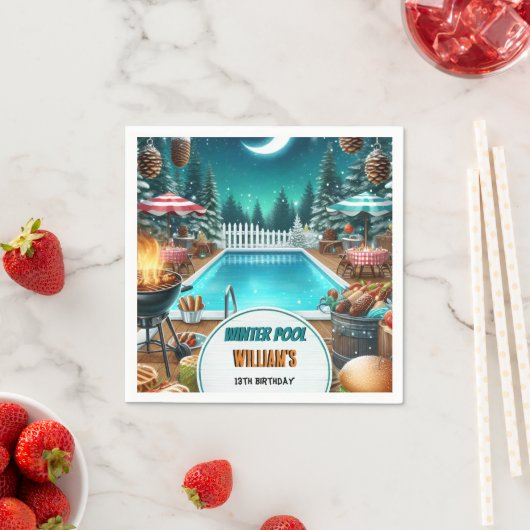 Serviette En Papier garçon bruh Barbeque Winter Pool Party 13e anniver (En situation)