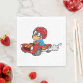 Serviette En Papier Garçon conduisant voiture rouge course (En situation)