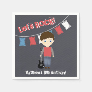 Serviette En Papier Garçon d'anniversaire Rock Star
