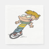 Serviette En Papier Garçon drôle à monocycle (Devant)