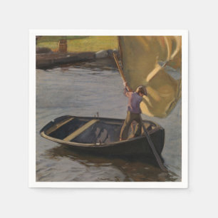 Serviette En Papier Garçon en voilier sur la rivière (par Magnus Encke