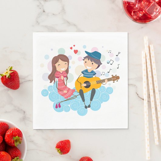 Serviette En Papier Garçon jouant de la guitare pour l'amour de la fil