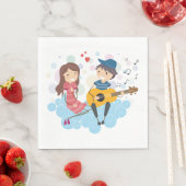 Serviette En Papier Garçon jouant de la guitare pour l'amour de la fil (En situation)