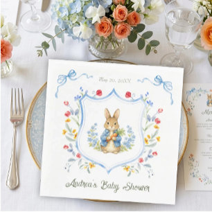 Serviette En Papier Garçon Lapin Mignon Fleur Bleue Baby Shower
