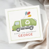 Garçon Moderne Camion Poubelle Vert Anniversaire
