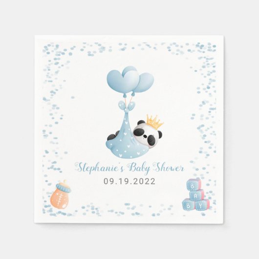 Serviette En Papier Garçon Panda Bear Baby shower bleu serviettes (Devant)