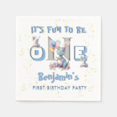 Serviette En Papier Garçon Premier Anniversaire Amusant One Dinosaur (Devant)